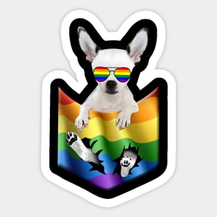 Chihuahua In Pocket LGBT Pride Flag For Dog Lovers Sticker